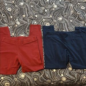 Lauren Conrad/Time & Tru Womens M (8-10) Red and Navy Blue Leggings (2 for 1!)